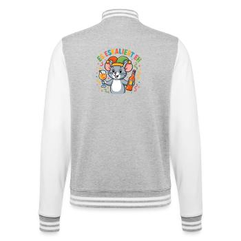Karneval Maus Es Eskaliert Eh Party Fastnacht  - College-Sweatjacke - Grau meliert/Weiß - Hinten - Marisol (170cm)