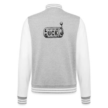 Fuck Luck – Conception de jeux de mots - Veste Teddy - gris chiné / blanc - Dos - Marisol (170cm)