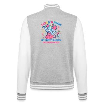 Karneval Maus Konfetti Herz Spruch Fastnacht  - College-Sweatjacke - Grau meliert/Weiß - Hinten - Marisol (170cm)
