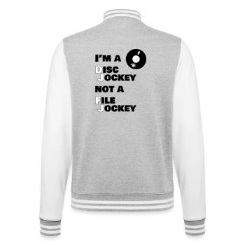 Je suis un blagueur de disques, pas un DJ - Veste Teddy - gris chiné / blanc - Dos - Marisol (170cm)