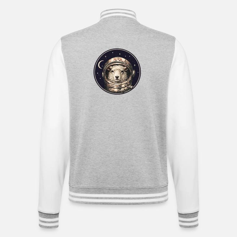 Astronautenschaf im Orbit - College-Sweatjacke - Grau meliert/Weiß