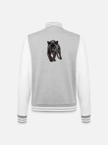Schwarzer Panther – Kraft, Fokus, Dominanz - College Sweat Jacket - heather grey/white