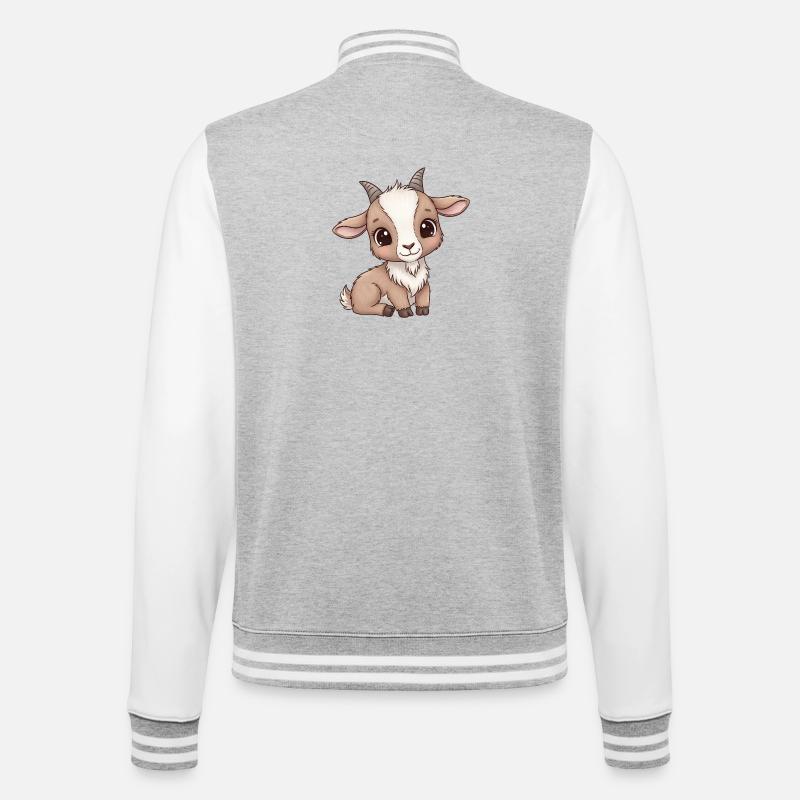Dessin animé mignon de chevreau - Veste Teddy - gris chiné / blanc