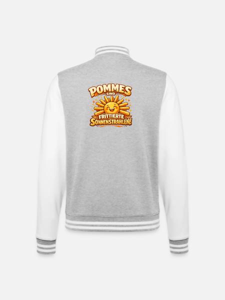 Pommes sind frittierte Sonnenstrahlen  - College-Sweatjacke - Grau meliert/Weiß