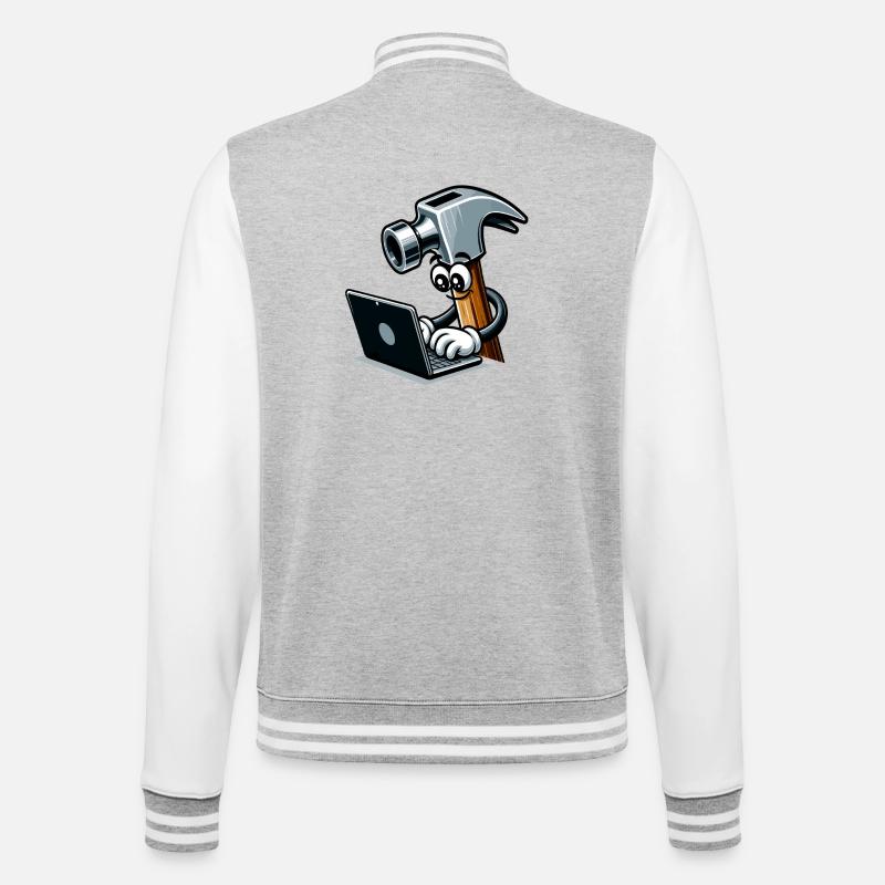 HammerCode: Werkzeug trifft Bits - College-Sweatjacke - Grau meliert/Weiß