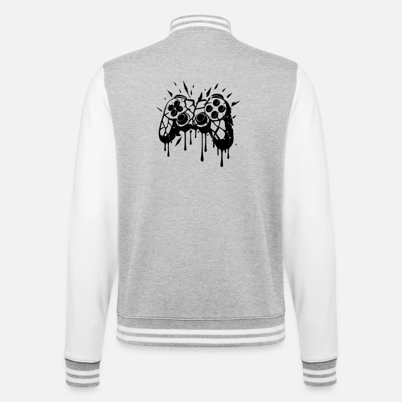 Broken controller - College Sweat Jacket - heather grey/white