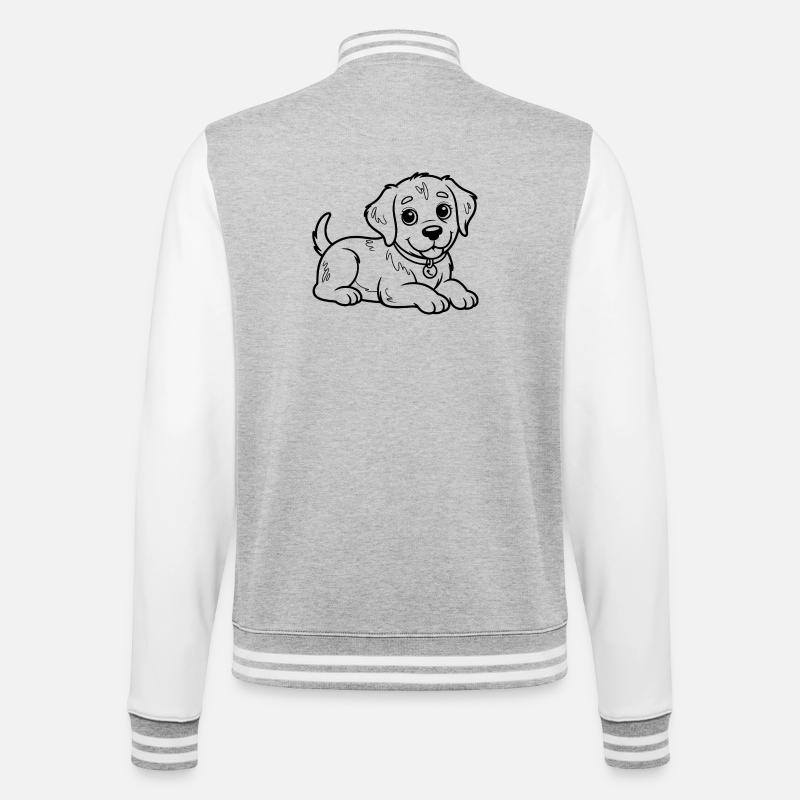 Petit chien en dessin de lin - Veste Teddy - gris chiné / blanc