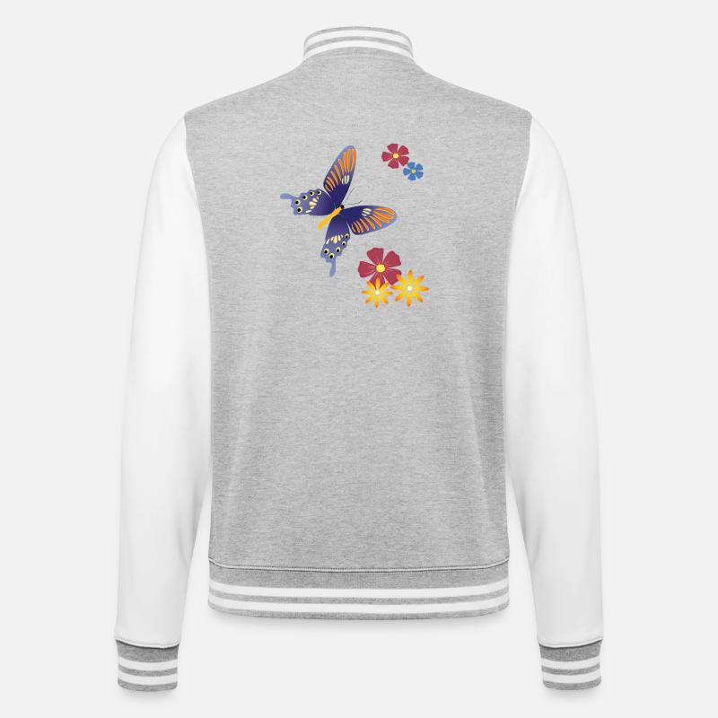 Papillon avec des fleurs - Veste Teddy - gris chiné / blanc