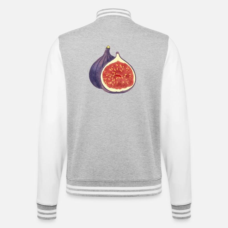 Opened Fig – Fruit Illustration - College Sweat Jacket - heather grey/white