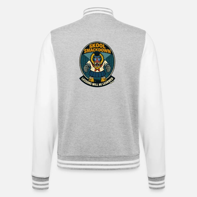 Schule Smackdown Primaten Affe Mandrill - College-Sweatjacke - Grau meliert/Weiß