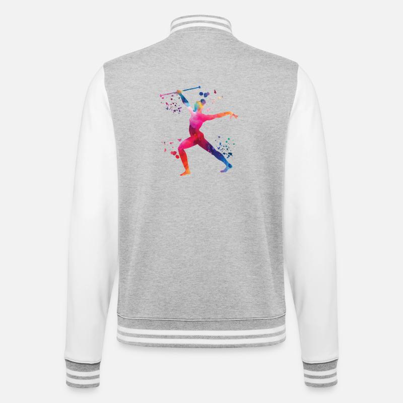 Gymnast with baton rhythmic gymnastics - College Sweat Jacket - heather grey/white