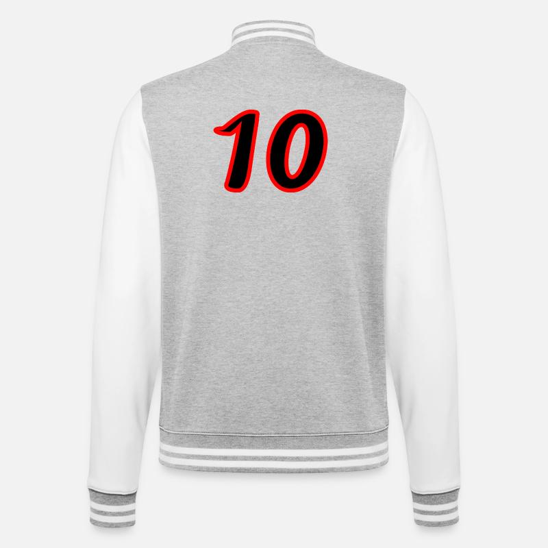 10. 10 ANS. 10e ANNIVERSAIRE. ANNIVERSAIRE 10 ANS. - Veste Teddy - gris chiné / blanc