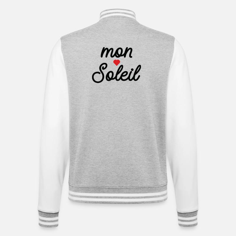 My Sun Heart in Script - College Sweat Jacket - heather grey/white