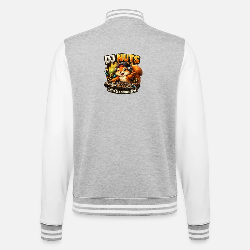 Squirrel DJ Nuts Cute Squirrel Funny - College Sweat Jacket - heather grey/white