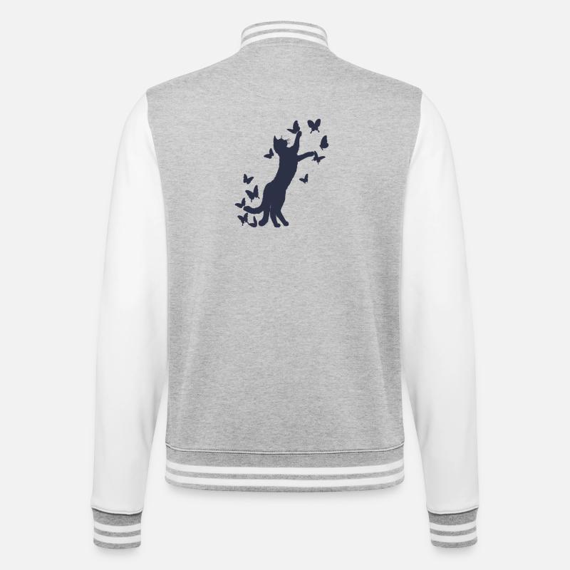 nekomata, schmetterlinge - College-Sweatjacke - Grau meliert/Weiß