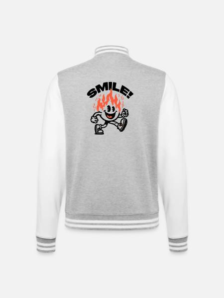 Smile! Fiery Friend Smiley - College Sweat Jacket - heather grey/white