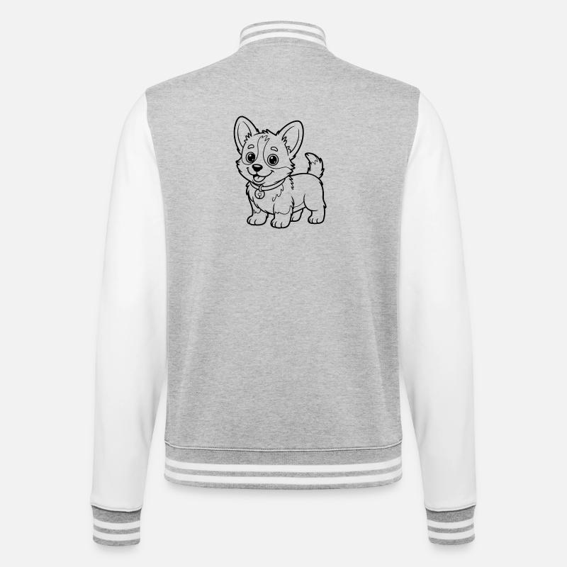 Dessin de lignes Small Chow Pup - Veste Teddy - gris chiné / blanc