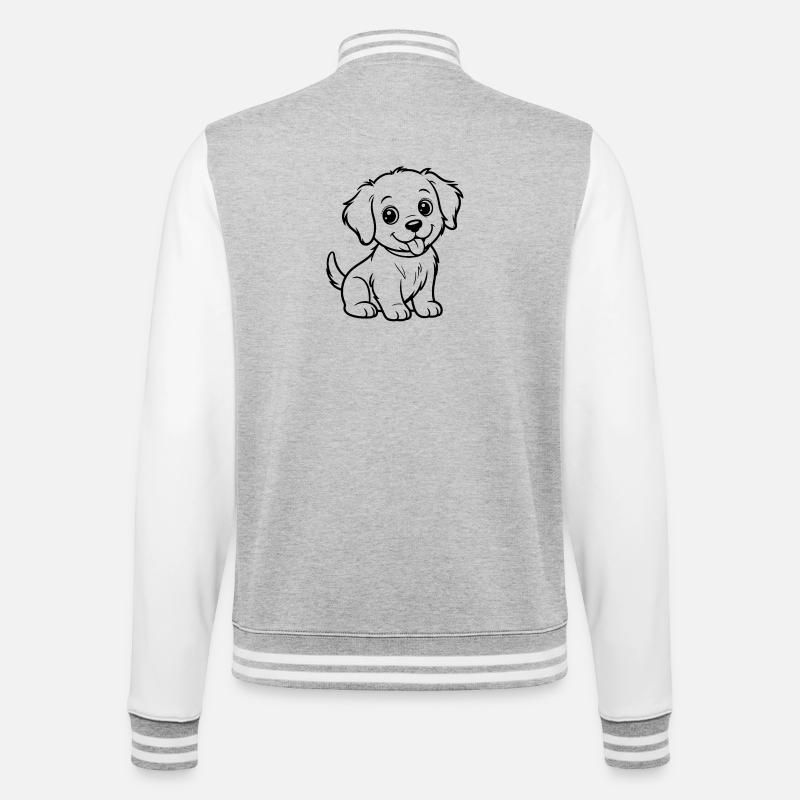 Dessin au trait du Chien Câlin - Veste Teddy - gris chiné / blanc