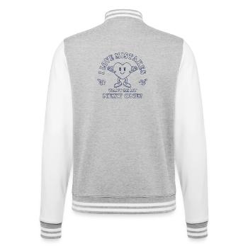 Love Mistakes – Retro Comic Flirt Saying - College Sweat Jacket - heather grey/white - Back - Marisol (170cm)