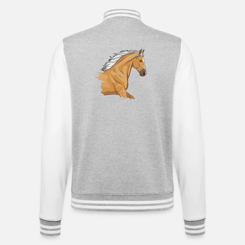 Der Kopf eines Palomino-Pferdes - College-Sweatjacke - Grau meliert/Weiß