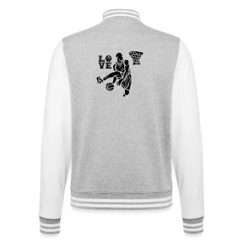 Ich liebe Basketball - College-Sweatjacke - Grau meliert/Weiß - Hinten - Marisol (170cm)