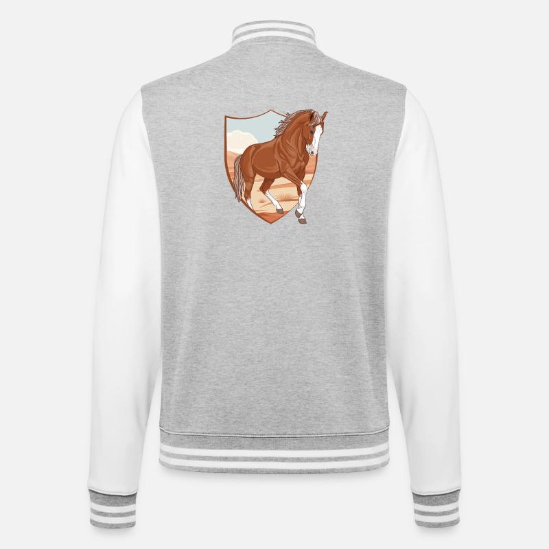 Ein Marwari-Pferd in einem Beet - College-Sweatjacke - Grau meliert/Weiß