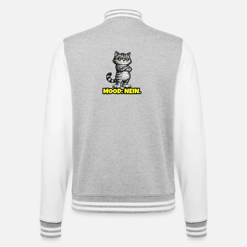 Mood: Nein. – Grumpy Katze (Chef Vibes) - Veste Teddy - gris chiné / blanc
