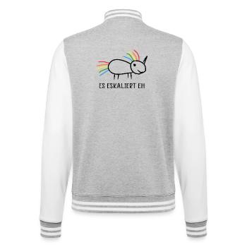 Es eskaliert eh Eskalation Party Einhorn  - College-Sweatjacke - Grau meliert/Weiß - Hinten - Marisol (170cm)