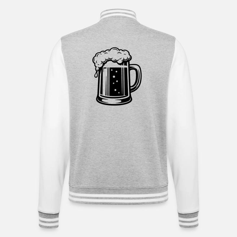 Bierkrug Symbol Bier - College-Sweatjacke - Grau meliert/Weiß