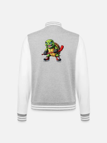 Aggressive Schildkröte Eishockey Spieler Horror - College Sweat Jacket - heather grey/white