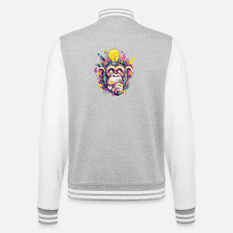 Glowing Monkey Graffiti - College Sweat Jacket - heather grey/white