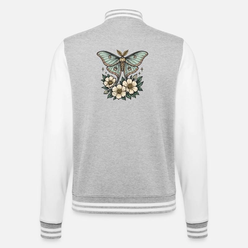 Papillon turquoise avec des fleurs - Veste Teddy - gris chiné / blanc