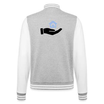 Hand hält Haus Immobilie - College-Sweatjacke - Grau meliert/Weiß - Hinten - Marisol (170cm)