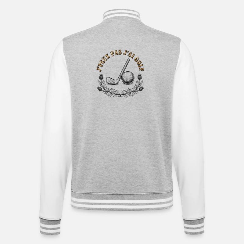 I Can't I Have Golf – Engraving - College Sweat Jacket - heather grey/white
