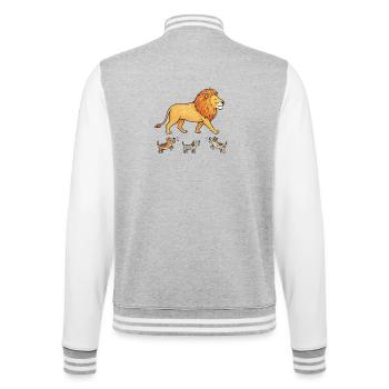 Lion qui ignore les aboiements de chiens - Veste Teddy - gris chiné / blanc - Dos - Marisol (170cm)