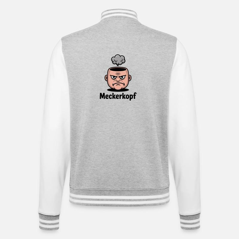 Complainer Annoyed Grumpy Comic Face - College Sweat Jacket - heather grey/white