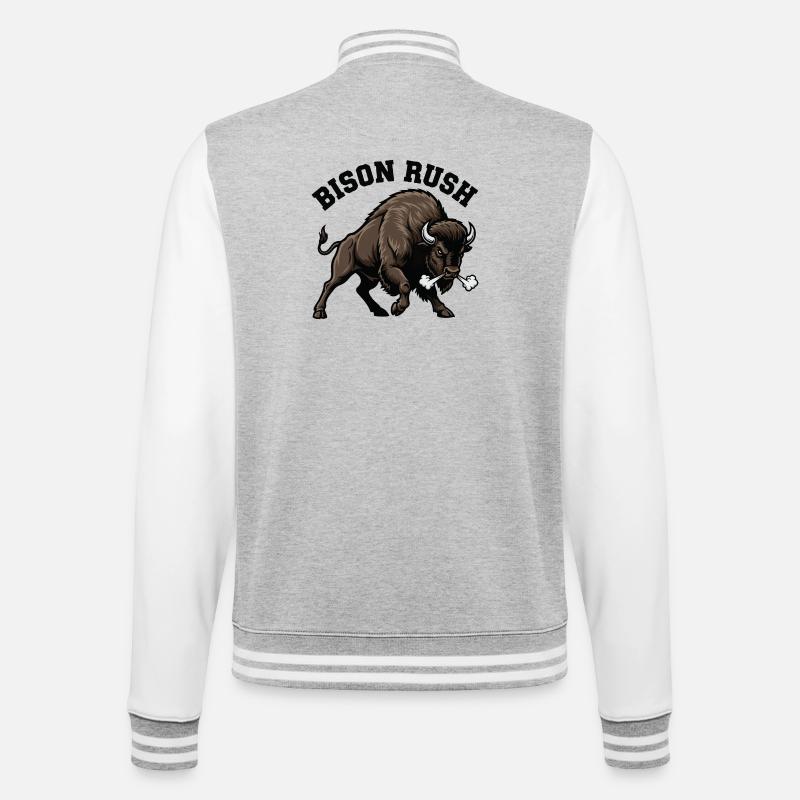 Bison Rush Wild Bison Force - College-Sweatjacke - Grau meliert/Weiß
