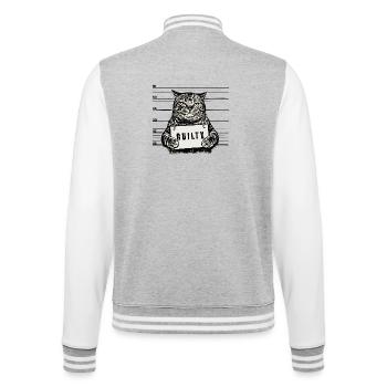 Gangster Cat – Art en demi-ton de photo d’identité coupable - Veste Teddy - gris chiné / blanc - Dos - Marisol (170cm)
