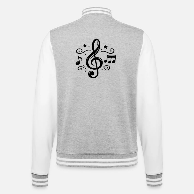 Notes musicales de clé - Veste Teddy - gris chiné / blanc