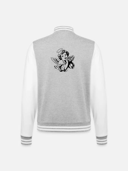Pizza Angel – Cherub with pizza slice - College Sweat Jacket - heather grey/white