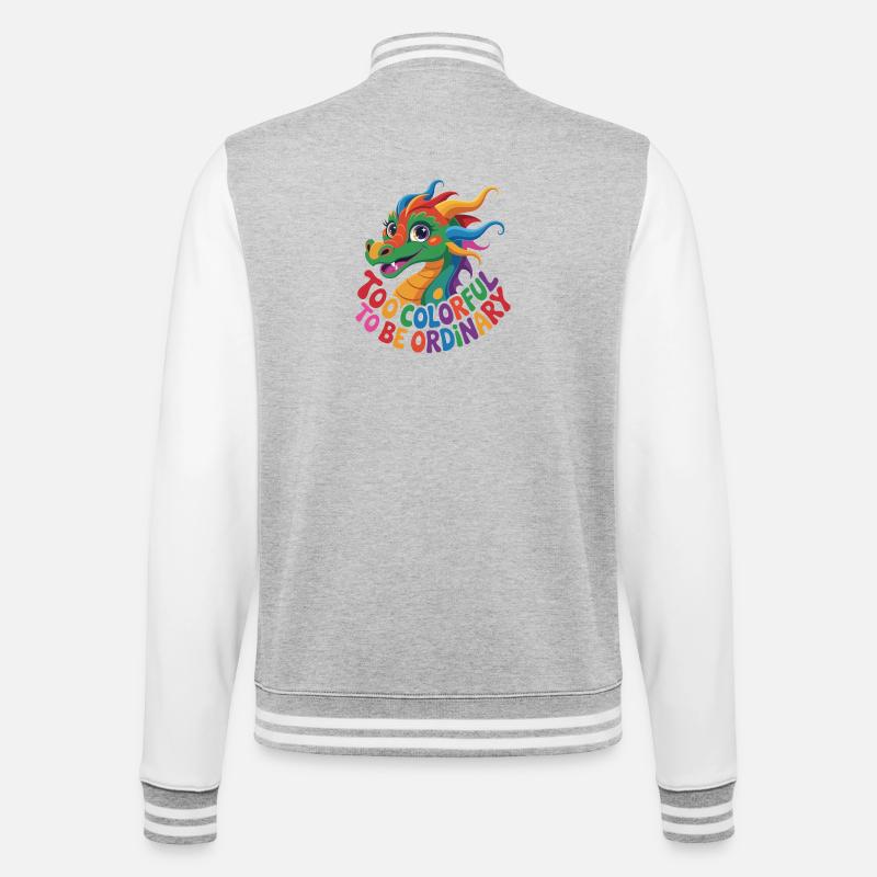 Farbenfroher eigenständiger Drache - College-Sweatjacke - Grau meliert/Weiß