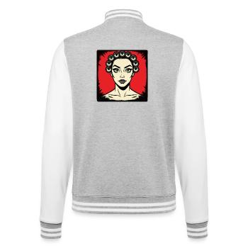 ICH SEHE DICH – nette Leute - College-Sweatjacke - Grau meliert/Weiß - Hinten - Marisol (170cm)