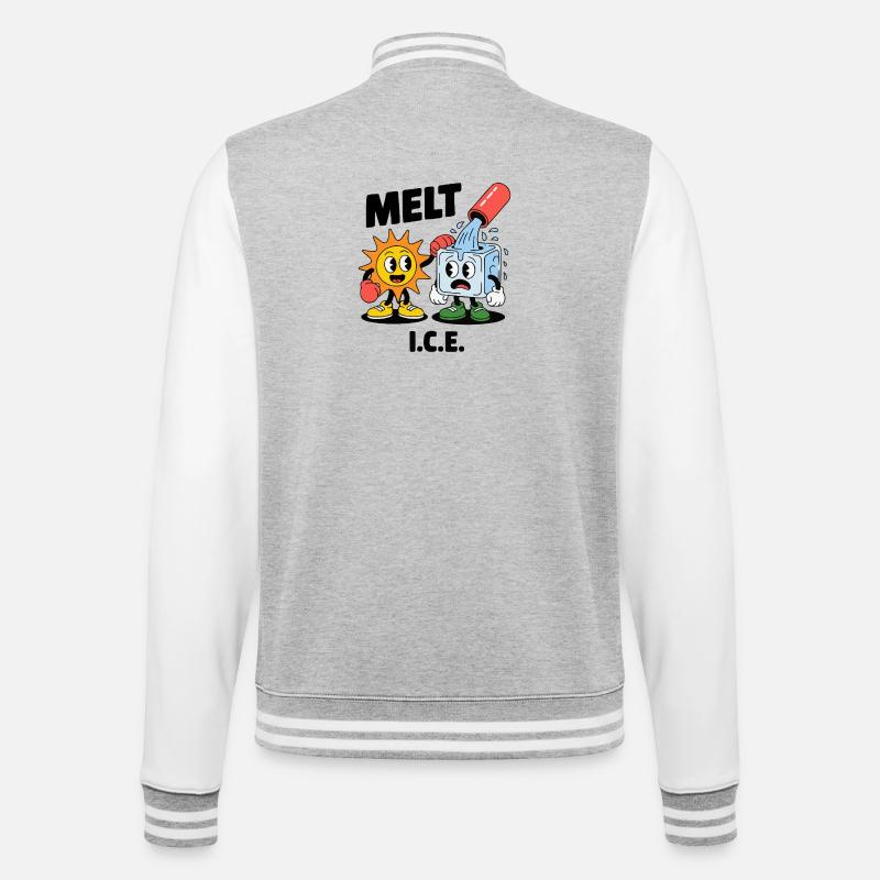 Melting Eis Klimawandel Cartoon - College-Sweatjacke - Grau meliert/Weiß