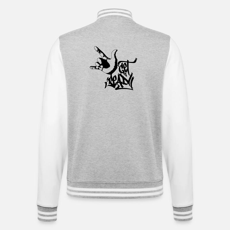 Get ready - College Sweat Jacket - heather grey/white