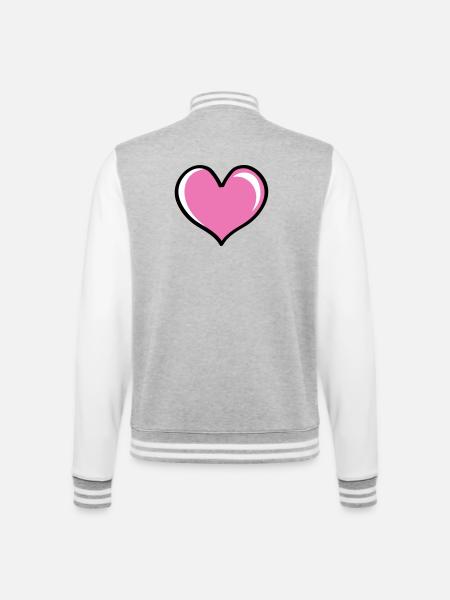 Heart Love - College Sweat Jacket - heather grey/white