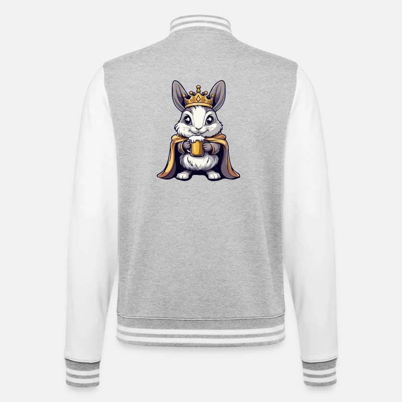 Le Roi de la Bière Lapin - Veste Teddy - gris chiné / blanc