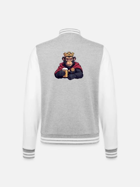 Monkey Beer King - College Sweat Jacket - heather grey/white