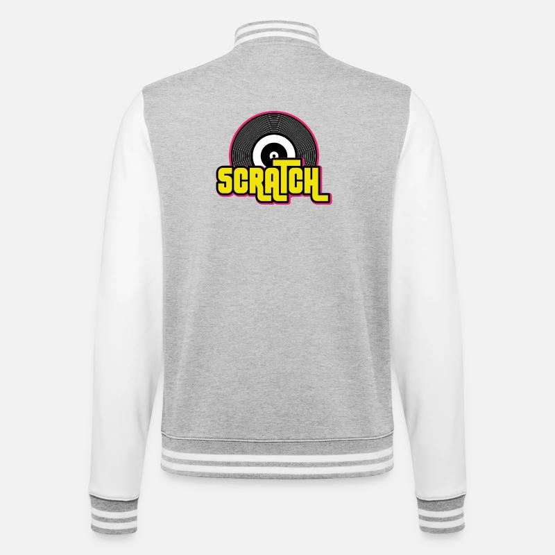 Graphique de disque vinyle Scratch DJ - Veste Teddy - gris chiné / blanc