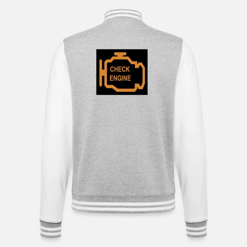 Check Engine Icon in Orange - College Sweat Jacket - heather grey/white