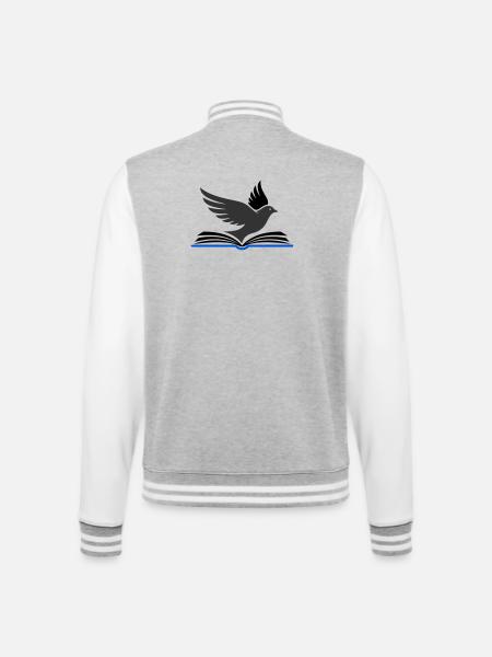 Bird flies out of book - College Sweat Jacket - heather grey/white